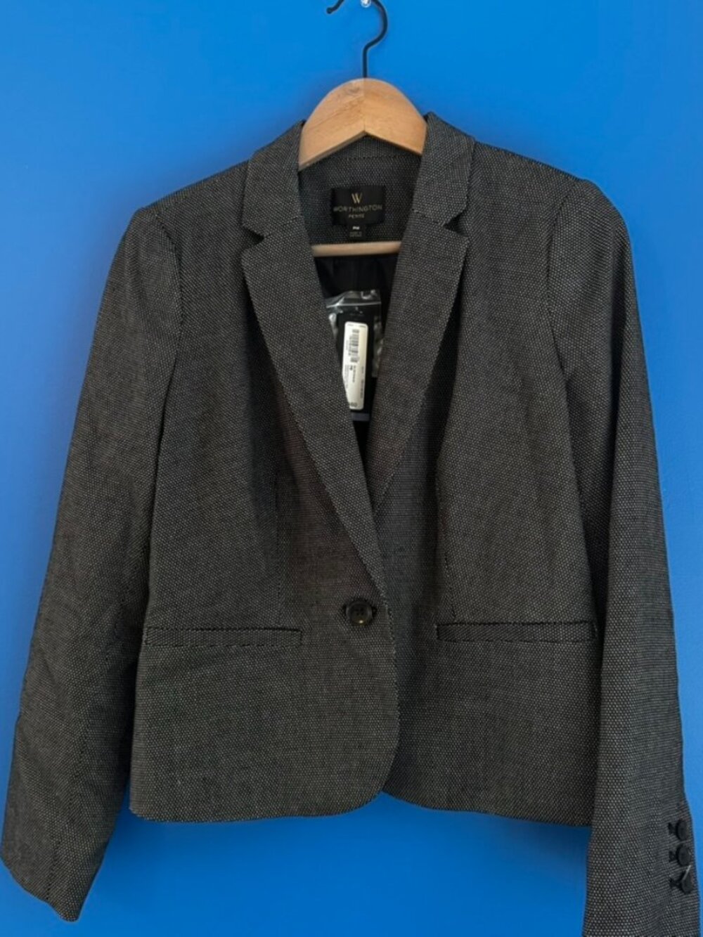 NWT Worthington Women's Size PM Black White Blazer Jacket Long Sleeve New